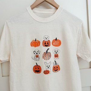 Halloween Dog Pumpkin Dog Lovers Cute Fall Outfit Graphic Retro Unisex T-Shirt